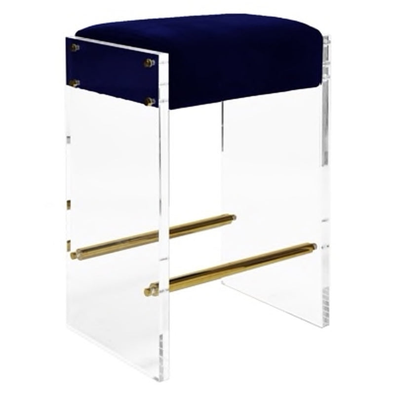 Indy Acrylic Panel Counter Stool With Cushion-Worlds Away-WORLD-INDY NWH-Bar StoolsNICKEL-WHITE VINYL-5-France and Son