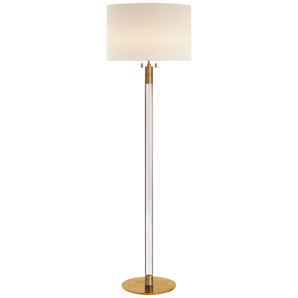 Rigel Floor Lamp-Visual Comfort-VISUAL-ARN 1005HAB/CG-L-Floor LampsHand-Rubbed Antique Brass and Clear Glass with Linen Shade-2-France and Son