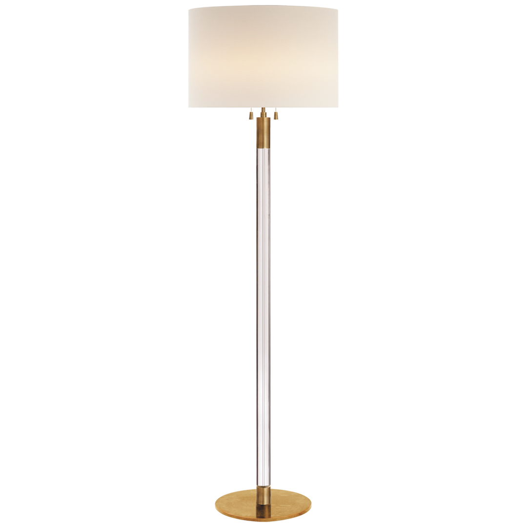 Rigel Floor Lamp-Visual Comfort-VISUAL-ARN 1005HAB/CG-L-Floor LampsHand-Rubbed Antique Brass and Clear Glass with Linen Shade-2-France and Son