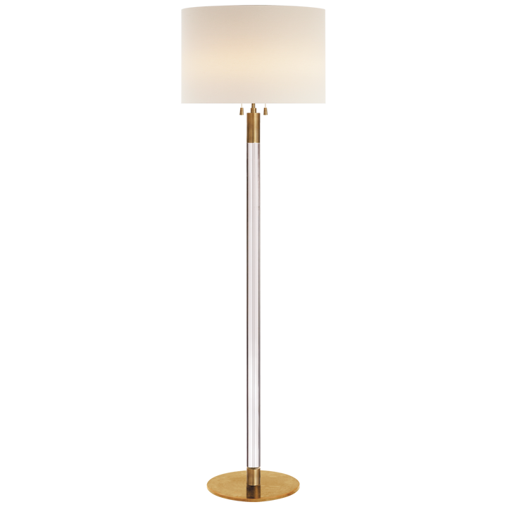 Rigel Floor Lamp-Visual Comfort-VISUAL-ARN 1005HAB/CG-L-Floor LampsHand-Rubbed Antique Brass and Clear Glass with Linen Shade-2-France and Son