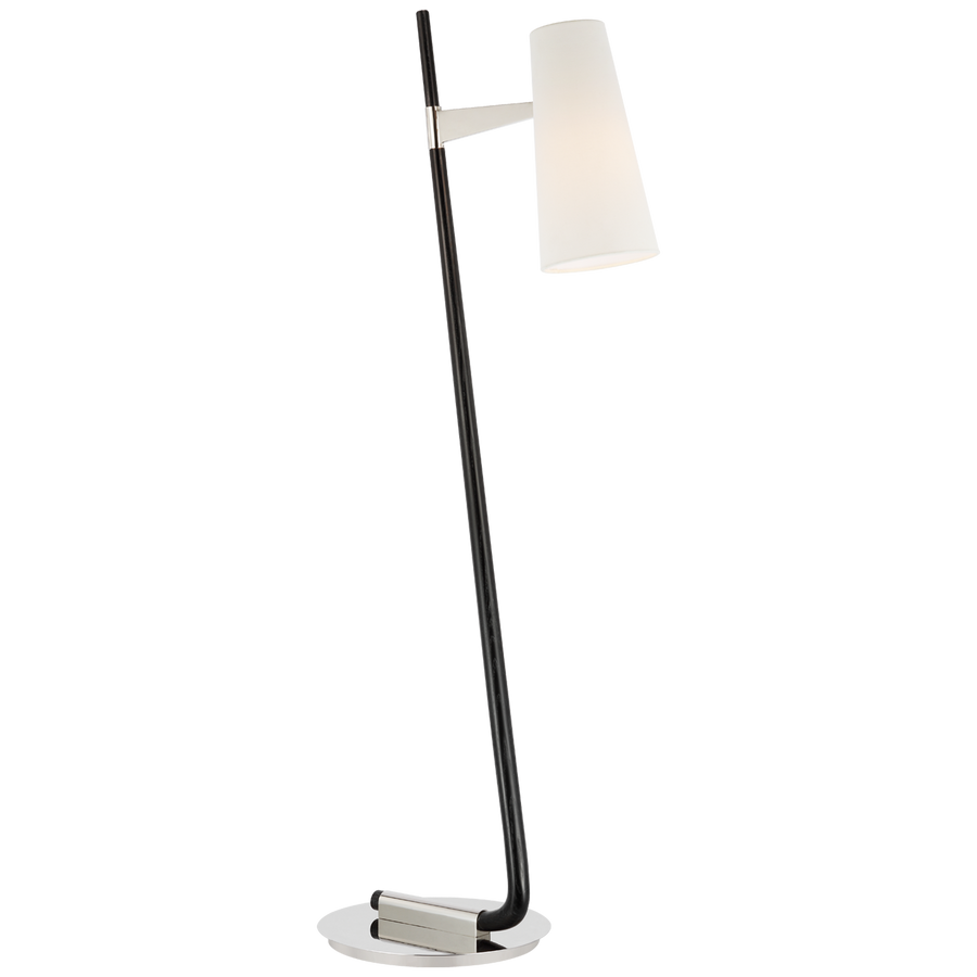 Kari Floor Lamp with Linen Shade-Visual Comfort-VISUAL-ARN 1060EB/PN-L-Floor LampsEbony and Polished Nickel-1-France and Son