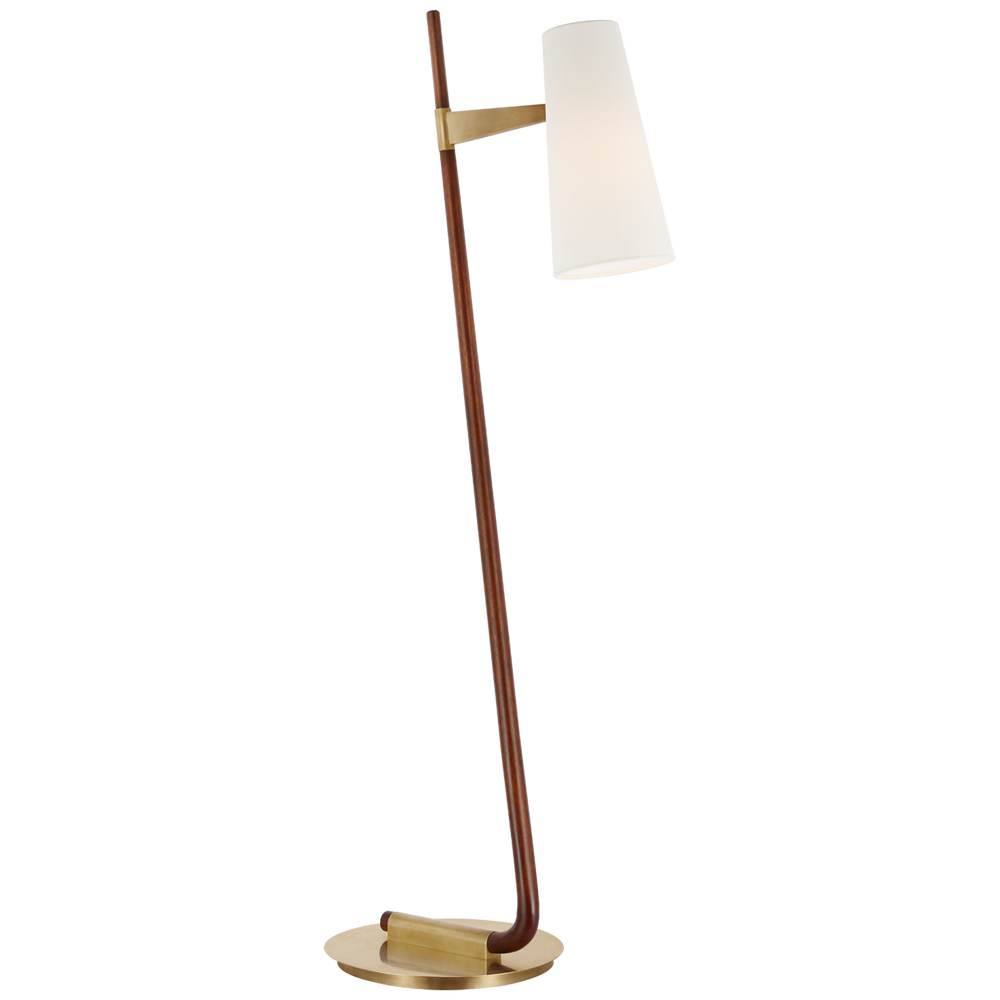 Kari Floor Lamp with Linen Shade-Visual Comfort-VISUAL-ARN 1060MHG/HAB-L-Floor LampsMahogany and Hand-Rubbed Antique Brass-2-France and Son