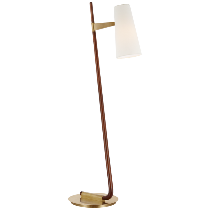 Kari Floor Lamp with Linen Shade-Visual Comfort-VISUAL-ARN 1060MHG/HAB-L-Floor LampsMahogany and Hand-Rubbed Antique Brass-2-France and Son