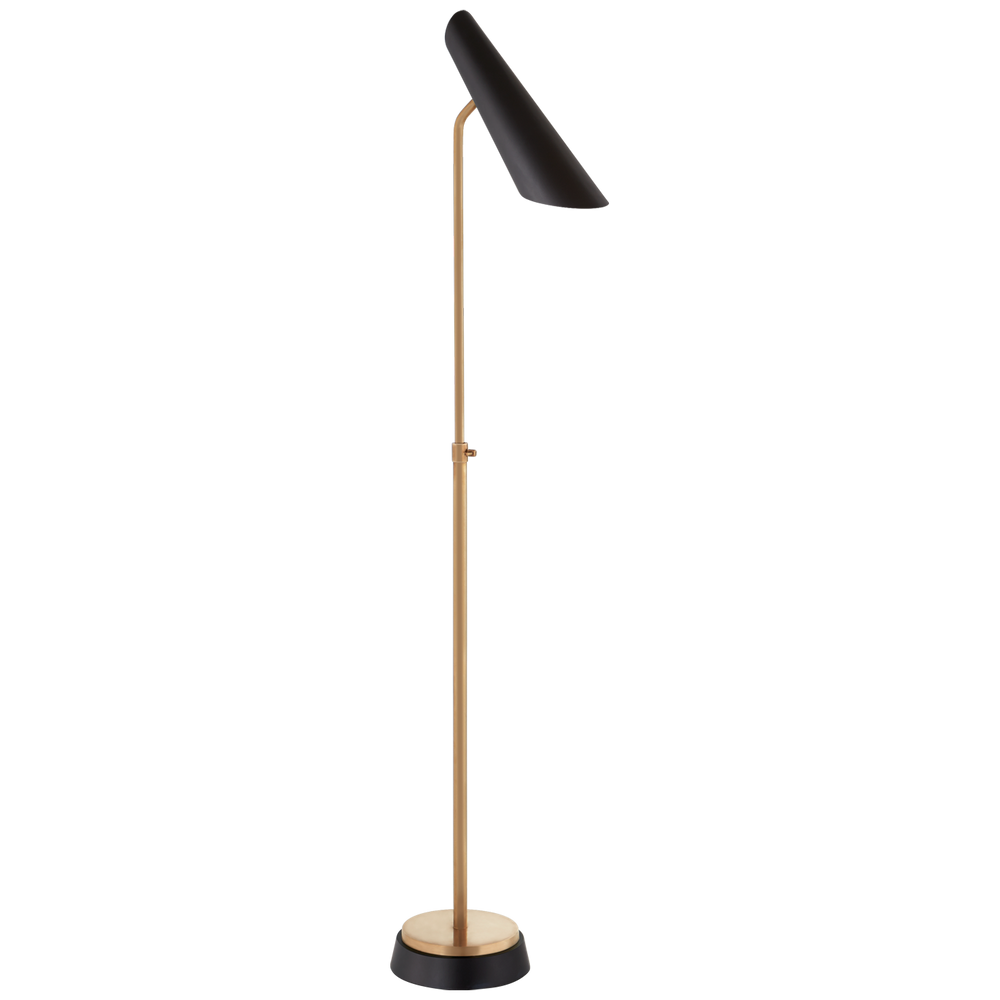 Frisca Adjustable Floor Lamp-Visual Comfort-VISUAL-ARN 1401HAB-BLK-Floor LampsHand-Rubbed Antique Brass with Black Shade-2-France and Son