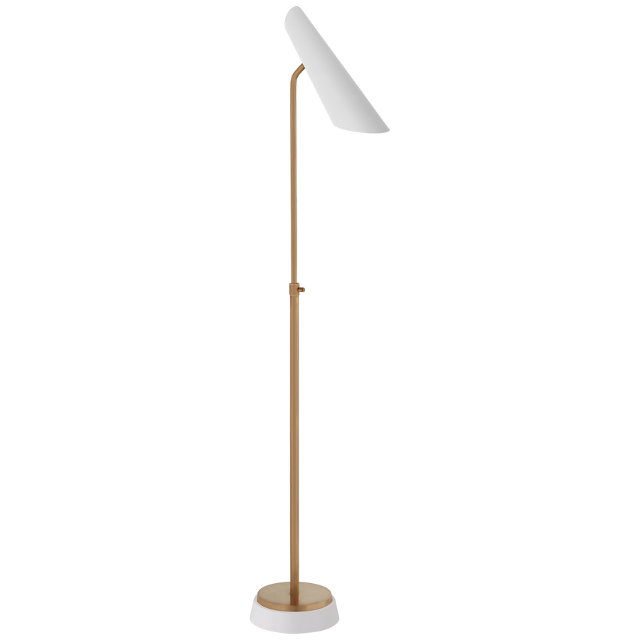 Frisca Adjustable Floor Lamp-Visual Comfort-VISUAL-ARN 1401HAB-WHT-Floor LampsHand-Rubbed Antique Brass with White Shade-1-France and Son