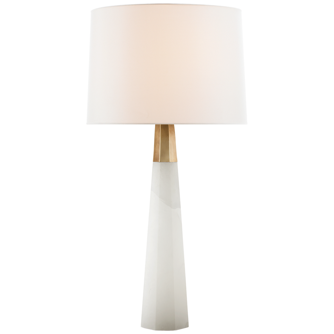 Oaklynn Table Lamp In Crystal With Linen Shade-Visual Comfort-VISUAL-ARN 3026ALB-L-Table LampsAlabaster-3-France and Son