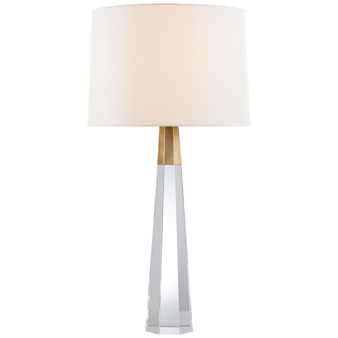 Oaklynn Table Lamp In Crystal With Linen Shade-Visual Comfort-VISUAL-ARN 3026CG/HAB-L-Table LampsCrystal With Brass-2-France and Son