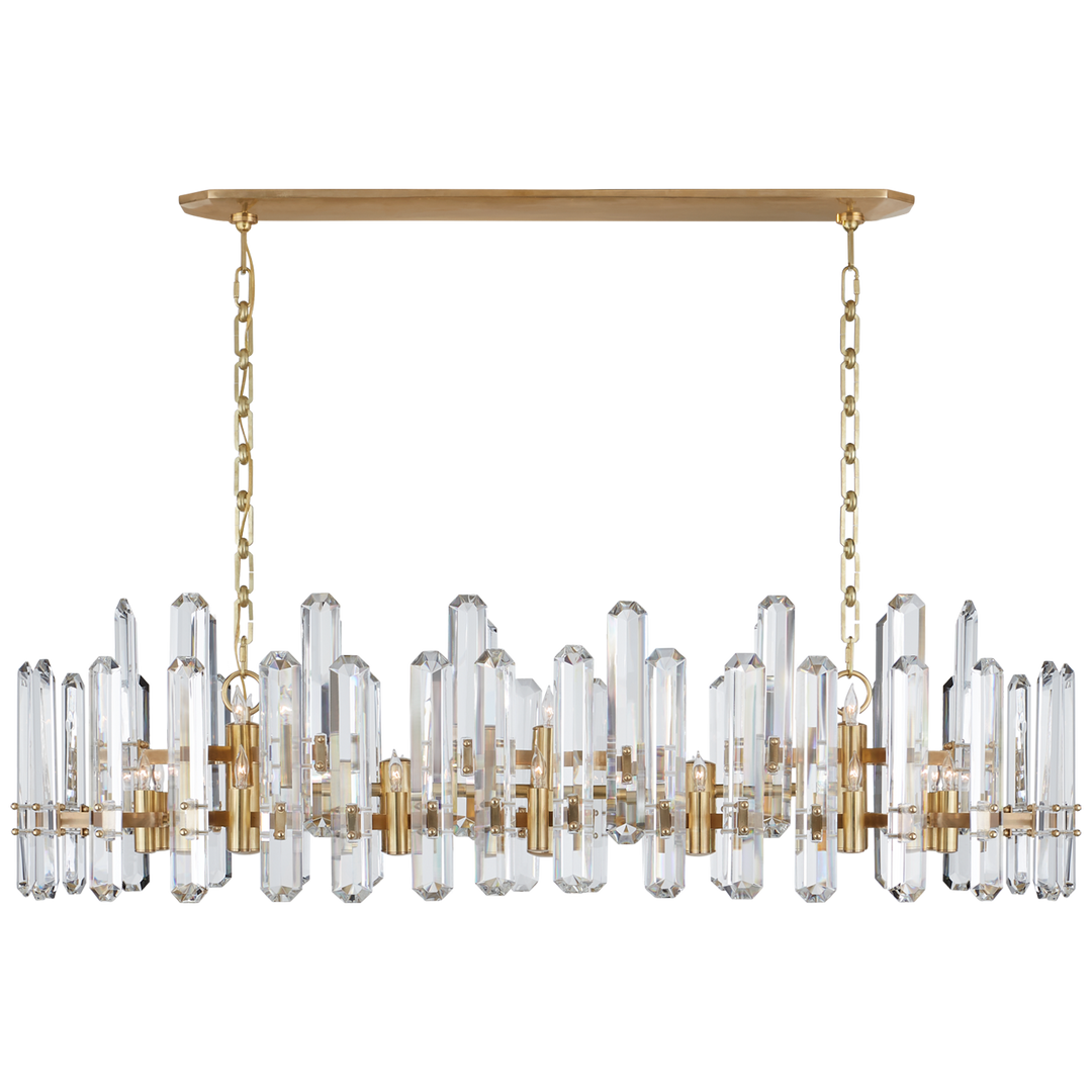 Byron Large Linear Chandelier-Visual Comfort-VISUAL-ARN 5127HAB-CG-ChandeliersHand-Rubbed Antique Brass-1-France and Son
