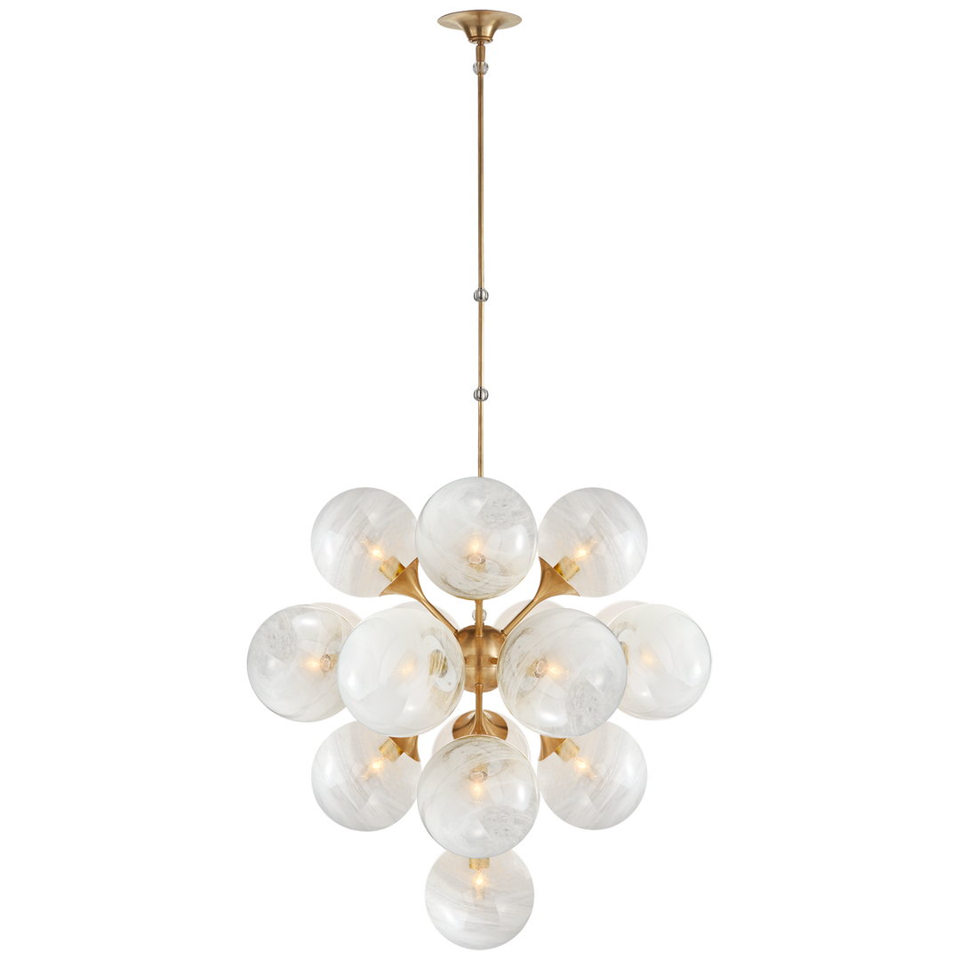 Cray Tiered Chandelier-Visual Comfort-VISUAL-ARN 5402HAB-WG-ChandeliersLarge-Hand-Rubbed Antique Brass-3-France and Son