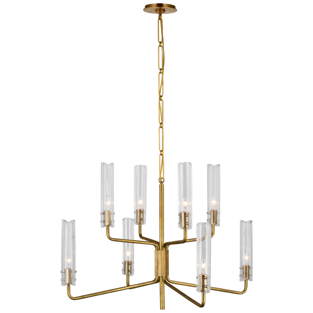 Caezar Medium Two-Tier Chandelier-Visual Comfort-VISUAL-ARN 5483HAB-CG-ChandeliersHand-Rubbed Antique Brass-2-France and Son
