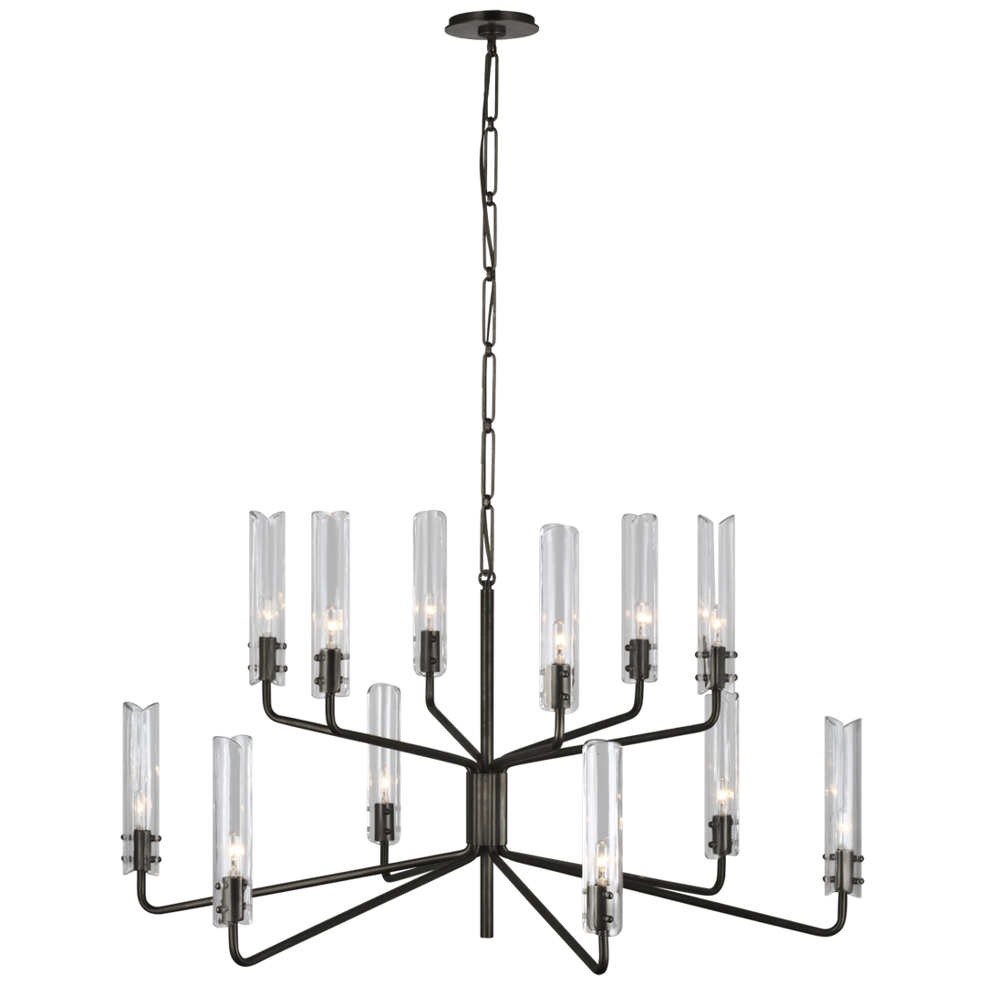 Caezar Large Two-Tier Chandelier-Visual Comfort-VISUAL-ARN 5484BZ-CG-ChandeliersBronze-1-France and Son