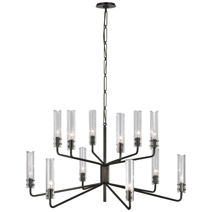 Caezar Large Two-Tier Chandelier-Visual Comfort-VISUAL-ARN 5484BZ-CG-ChandeliersBronze-1-France and Son
