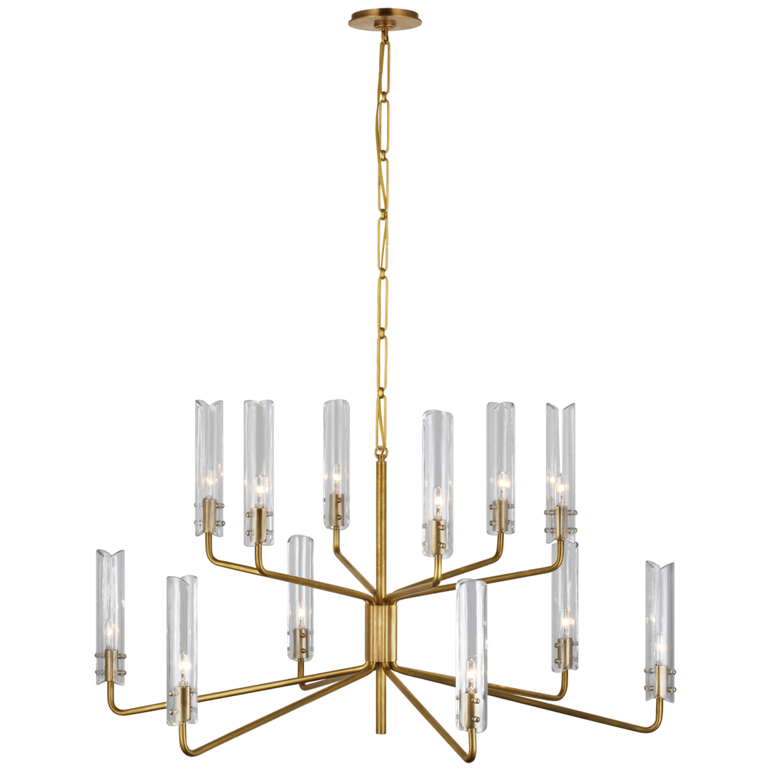 Caezar Large Two-Tier Chandelier-Visual Comfort-VISUAL-ARN 5484HAB-CG-ChandeliersHand-Rubbed Antique Brass-3-France and Son