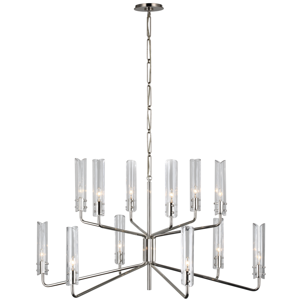 Caezar Large Two-Tier Chandelier-Visual Comfort-VISUAL-ARN 5484PN-CG-ChandeliersPolished Nickel-2-France and Son