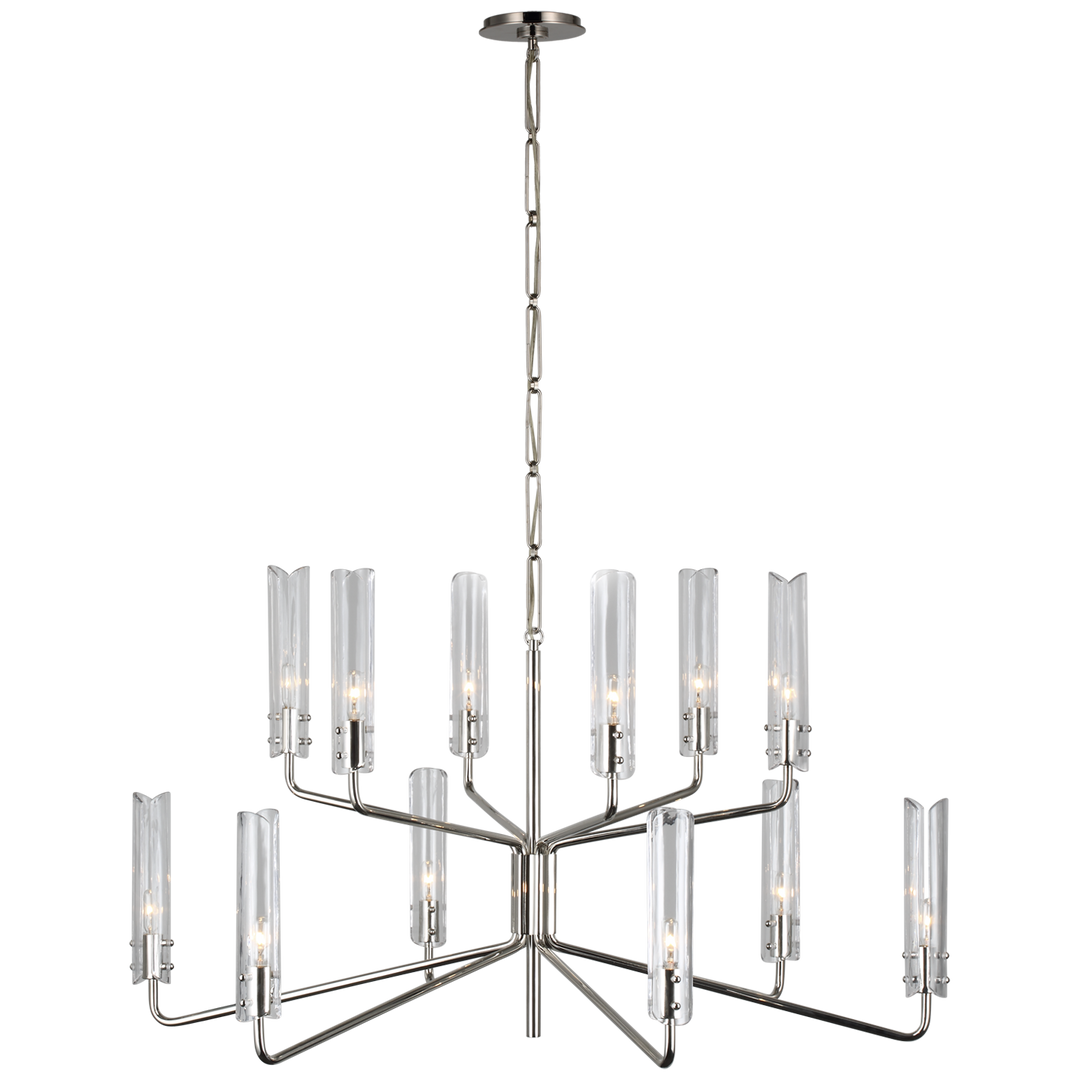 Caezar Large Two-Tier Chandelier-Visual Comfort-VISUAL-ARN 5484PN-CG-ChandeliersPolished Nickel-2-France and Son