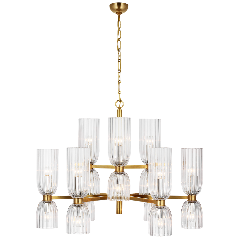 Ali Medium Two-Tier Chandelier-Visual Comfort-VISUAL-ARN 5500HAB-CG-ChandeliersHand-Rubbed Antique Brass-2-France and Son