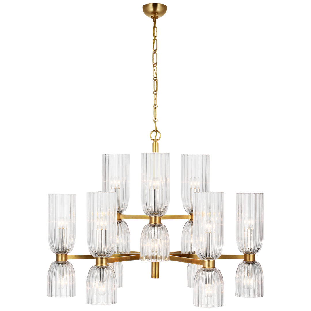 Ali Medium Two-Tier Chandelier-Visual Comfort-VISUAL-ARN 5500HAB-CG-ChandeliersHand-Rubbed Antique Brass-2-France and Son