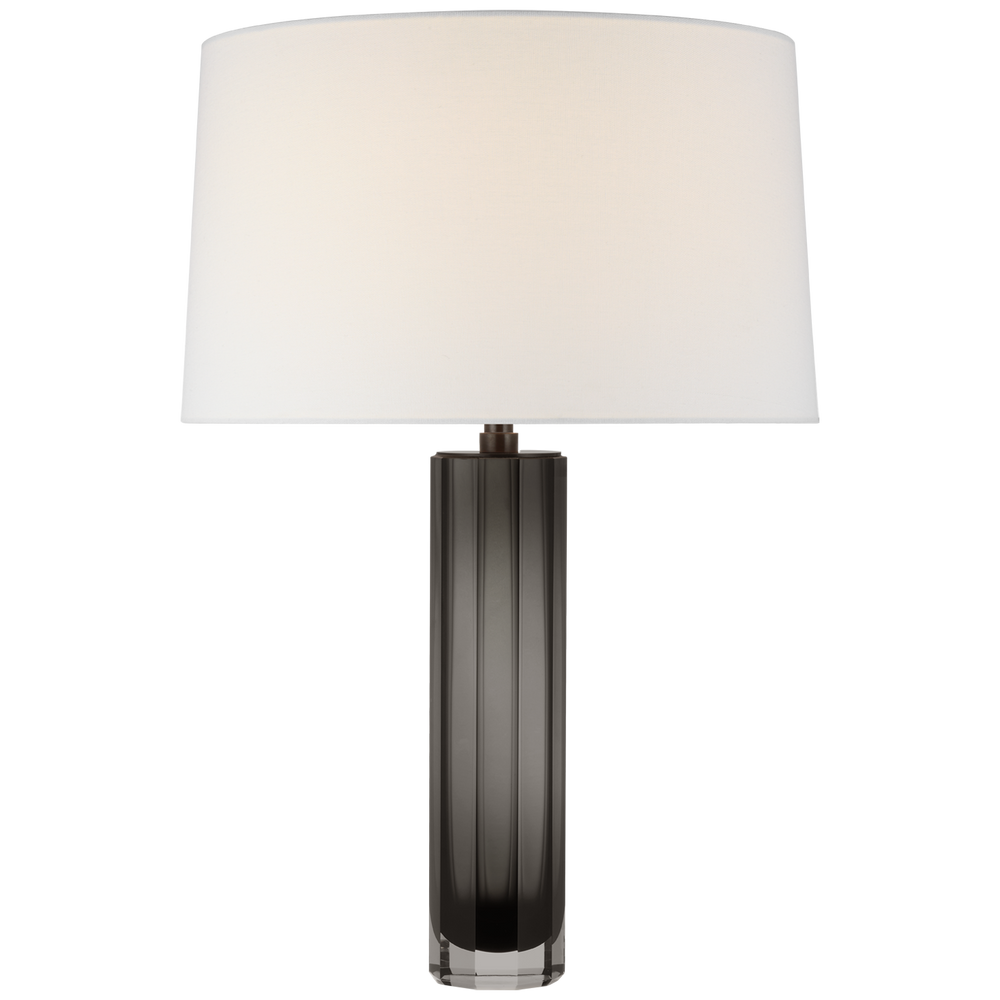 Freeya Medium Table Lamp-Visual Comfort-VISUAL-CHA 8436SMG-L-Table LampsSmoked Glass with Linen Shade-2-France and Son