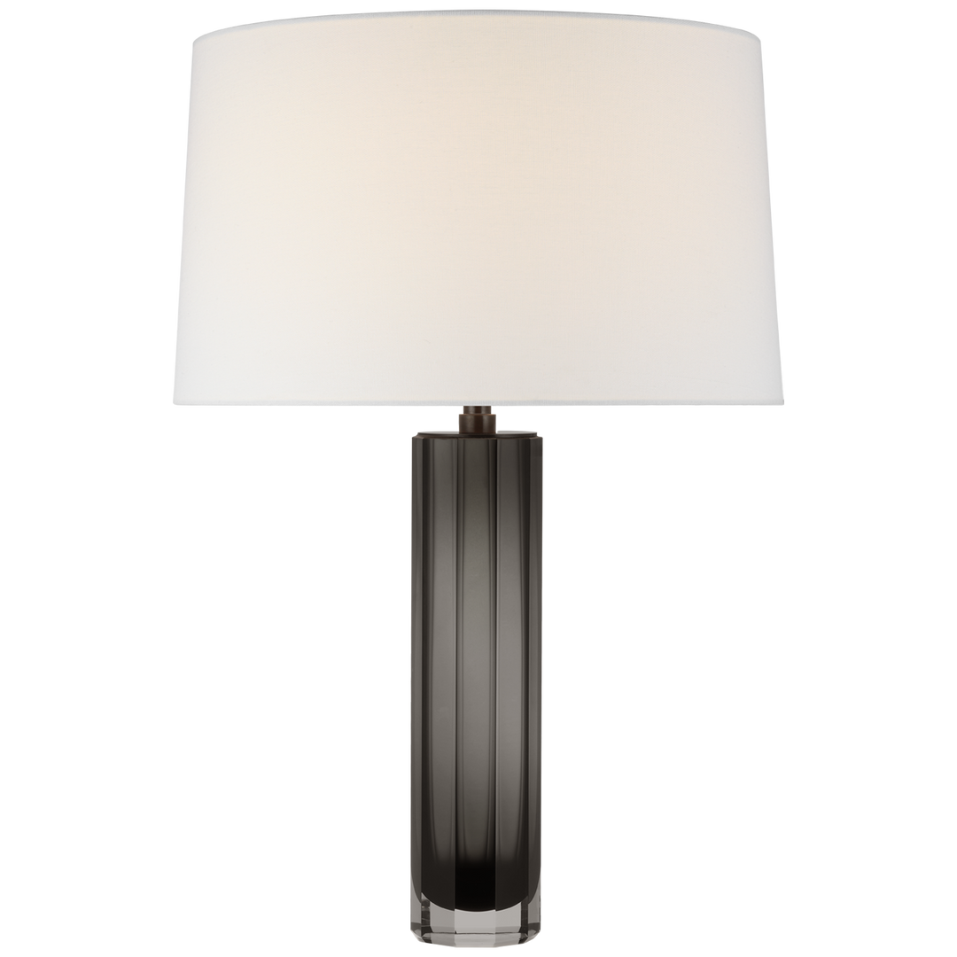 Freeya Medium Table Lamp-Visual Comfort-VISUAL-CHA 8436SMG-L-Table LampsSmoked Glass with Linen Shade-2-France and Son