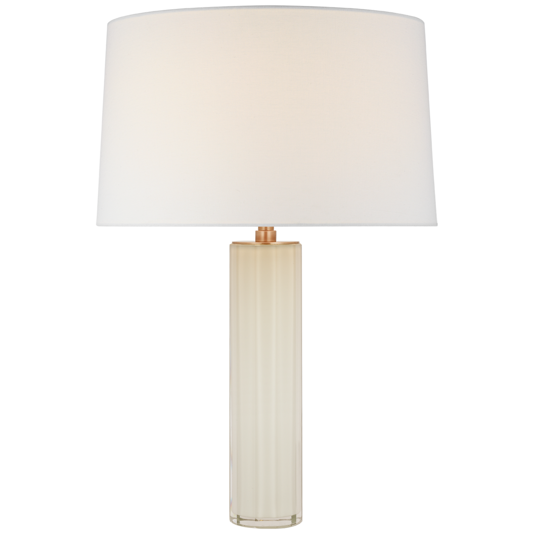 Freeya Medium Table Lamp-Visual Comfort-VISUAL- CHA 8436WG-L-Table LampsWhite Glass with Linen Shade-3-France and Son