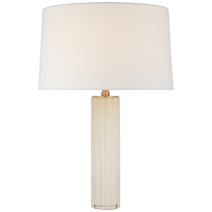 Freeya Medium Table Lamp-Visual Comfort-VISUAL- CHA 8436WG-L-Table LampsWhite Glass with Linen Shade-3-France and Son