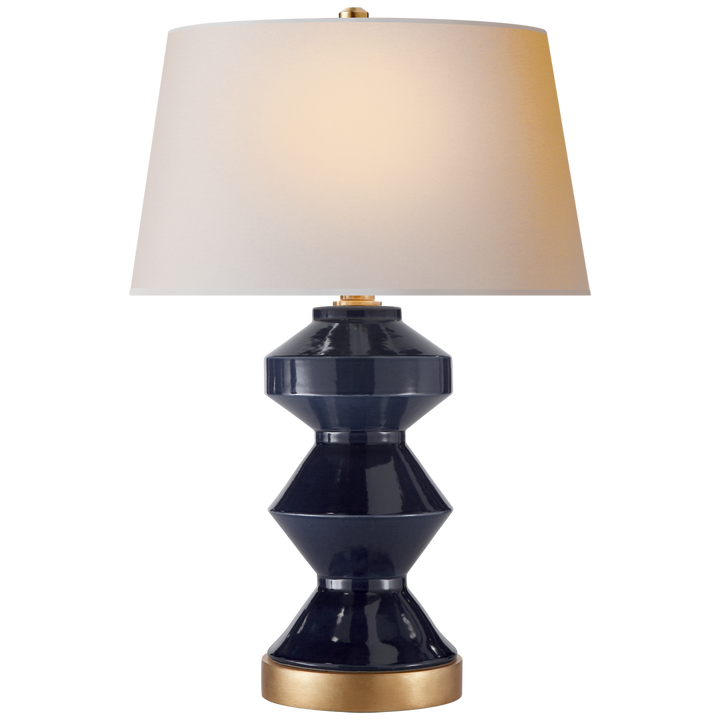 Wellington Zig-Zag Table Lamp-Visual Comfort-VISUAL-CHA 8666DM-NP-Table LampsDenim Porcelain-1-France and Son