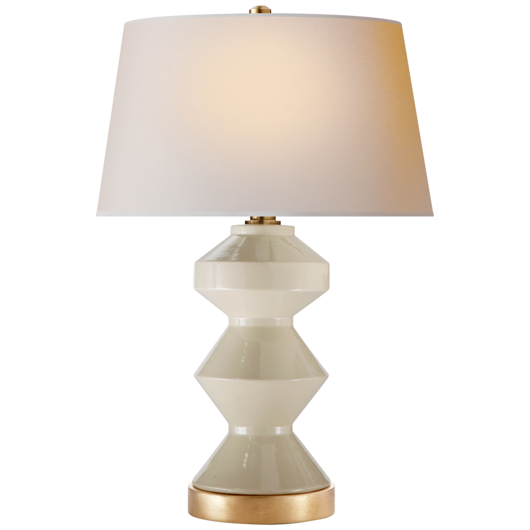 Wellington Zig-Zag Table Lamp-Visual Comfort-VISUAL-CHA 8666ICO-NP-Table LampsCoconut Porcelain-2-France and Son