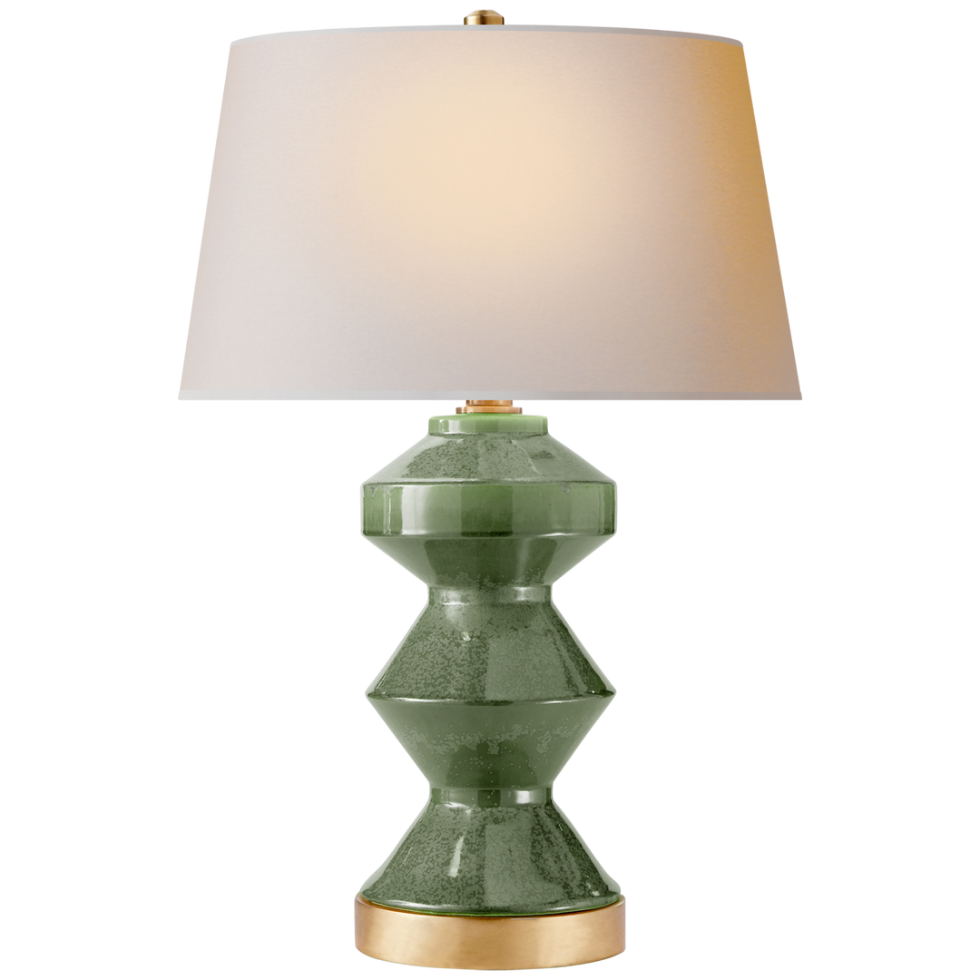 Wellington Zig-Zag Table Lamp-Visual Comfort-VISUAL-CHA 8666SHK-NP-Table LampsShellish Kiwi-4-France and Son