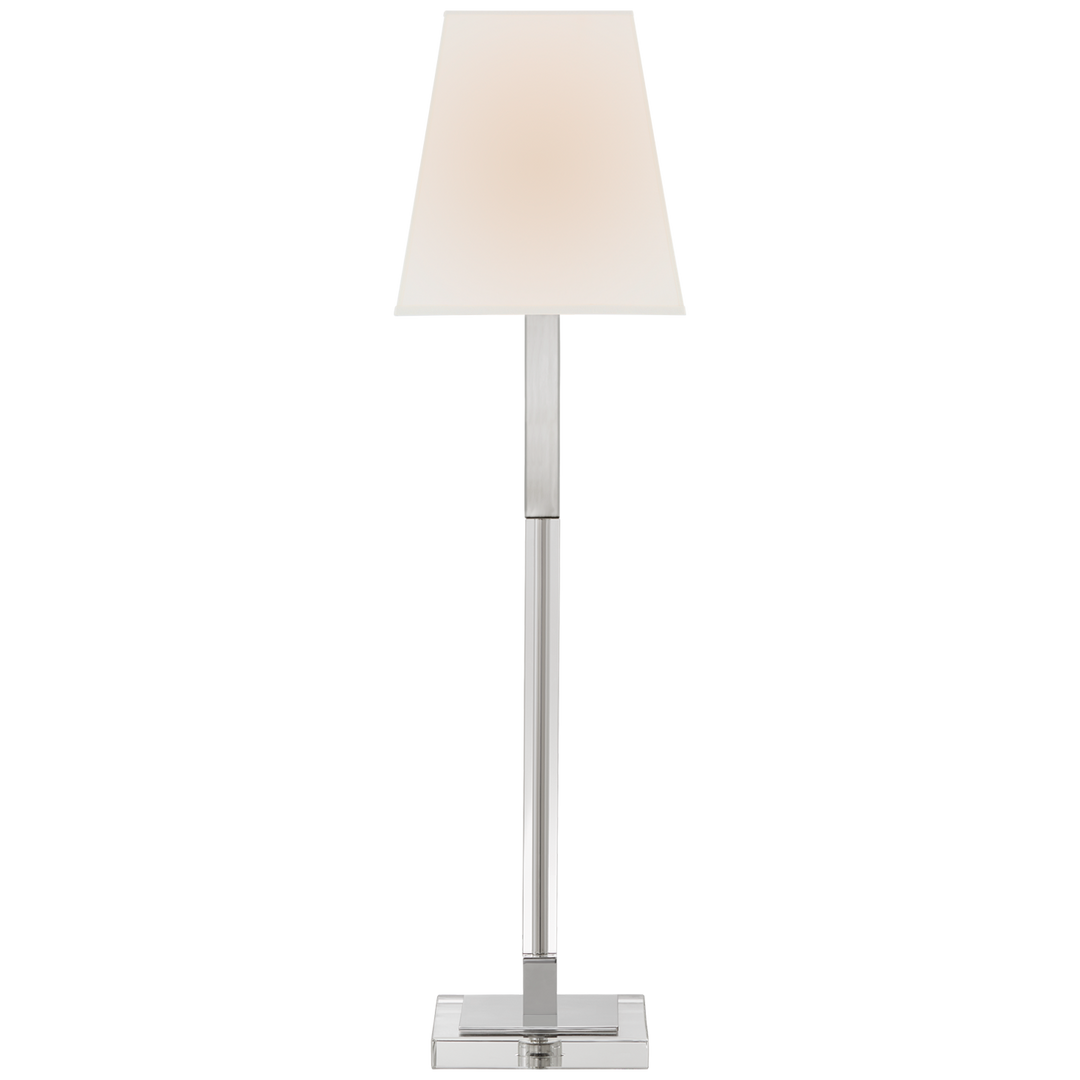 Racquel Buffet Lamp-Visual Comfort-VISUAL-CHA 8989PN/CG-L-Table LampsPolished Nickel and Crystal with Linen Shade-1-France and Son