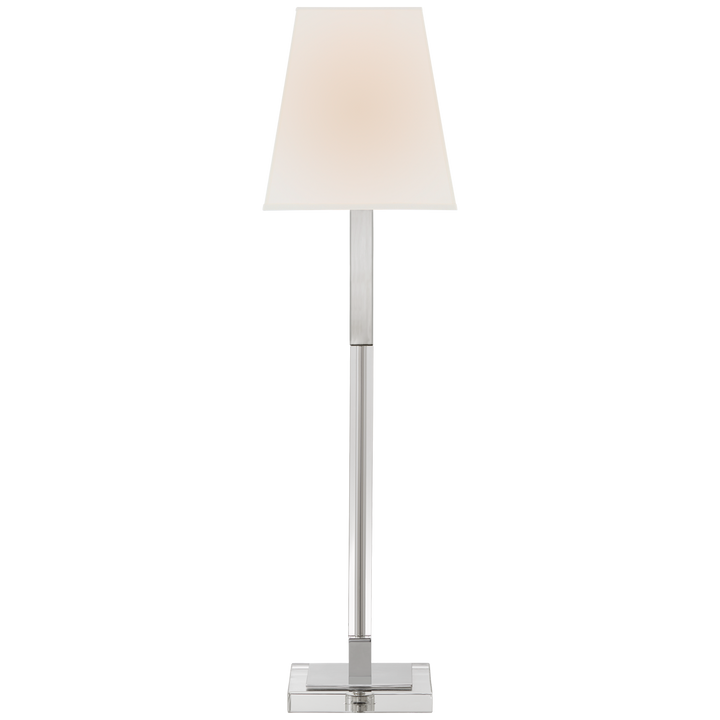 Racquel Buffet Lamp-Visual Comfort-VISUAL-CHA 8989PN/CG-L-Table LampsPolished Nickel and Crystal with Linen Shade-1-France and Son