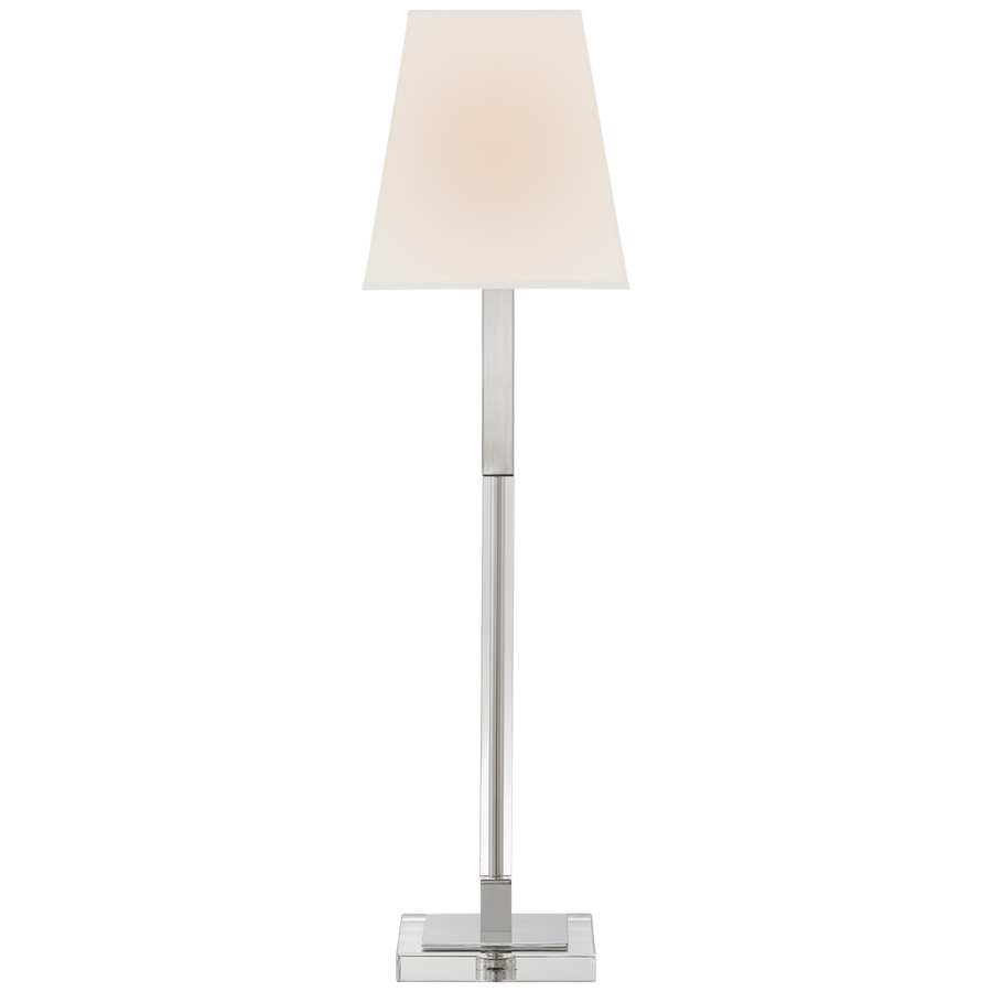 Racquel Buffet Lamp-Visual Comfort-VISUAL-CHA 8989PN/CG-L-Table LampsPolished Nickel and Crystal with Linen Shade-1-France and Son