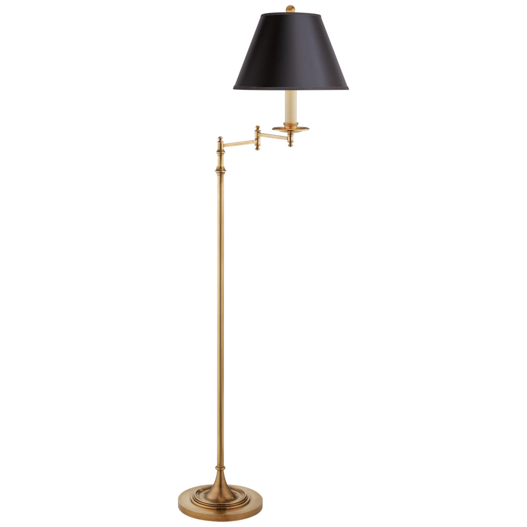 Dormamu Swing Arm Floor Lamp with Black Shade-Visual Comfort-VISUAL-CHA 9121AB-B-Floor Lamps-1-France and Son