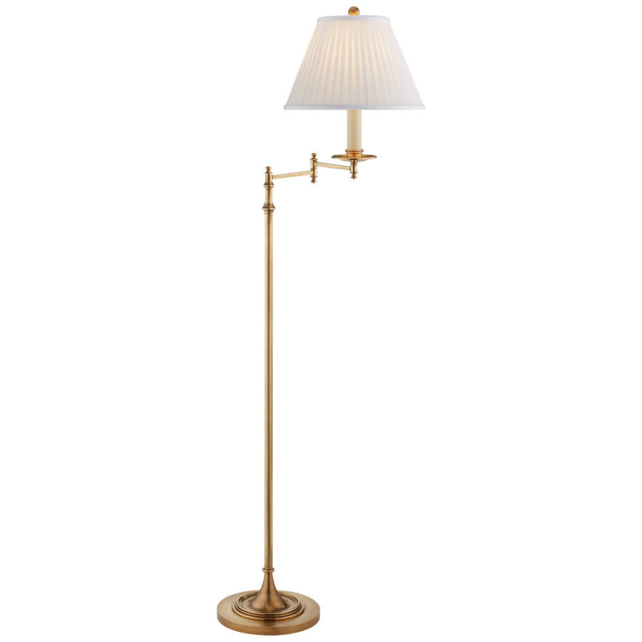 Dormamu Swing Arm Floor Lamp with Silk Shade-Visual Comfort-VISUAL-CHA 9121AB-S-Floor Lamps-1-France and Son