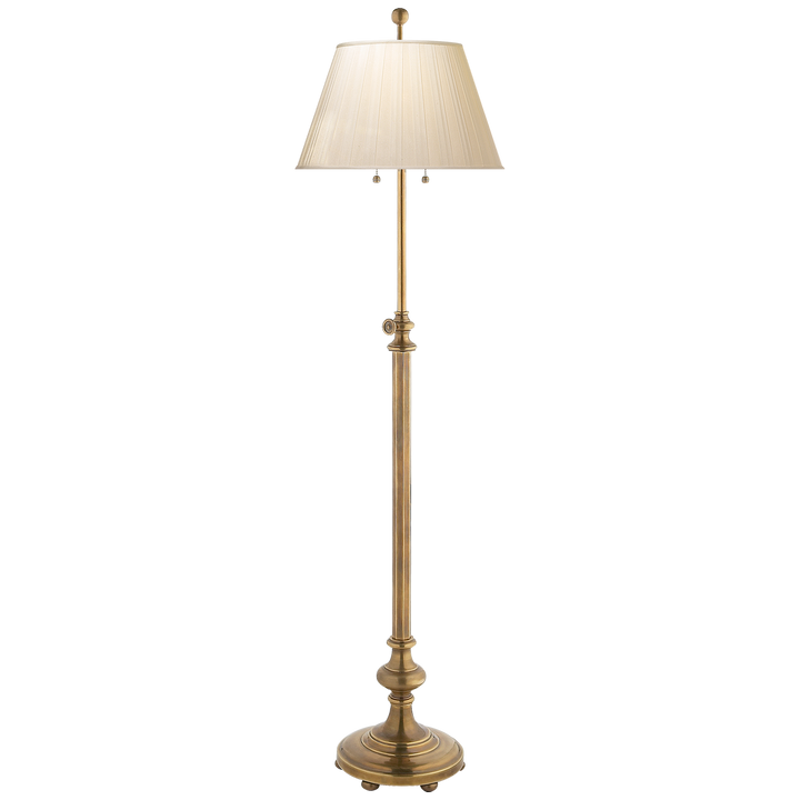 Ophiuchus Adjustable Club Floor Lamp-Visual Comfort-VISUAL-CHA 9124AB-SP-Floor LampsSilk Pleat-1-France and Son