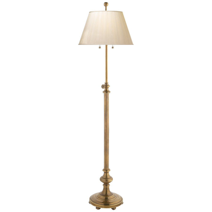 Ophiuchus Adjustable Club Floor Lamp-Visual Comfort-VISUAL-CHA 9124AB-SP-Floor LampsSilk Pleat-1-France and Son