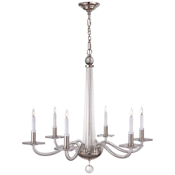 Rudyard Chandelier-Visual Comfort-VISUAL-CHC 1140PN-ChandeliersMedium-Polished Nickel and Clear Glass-3-France and Son