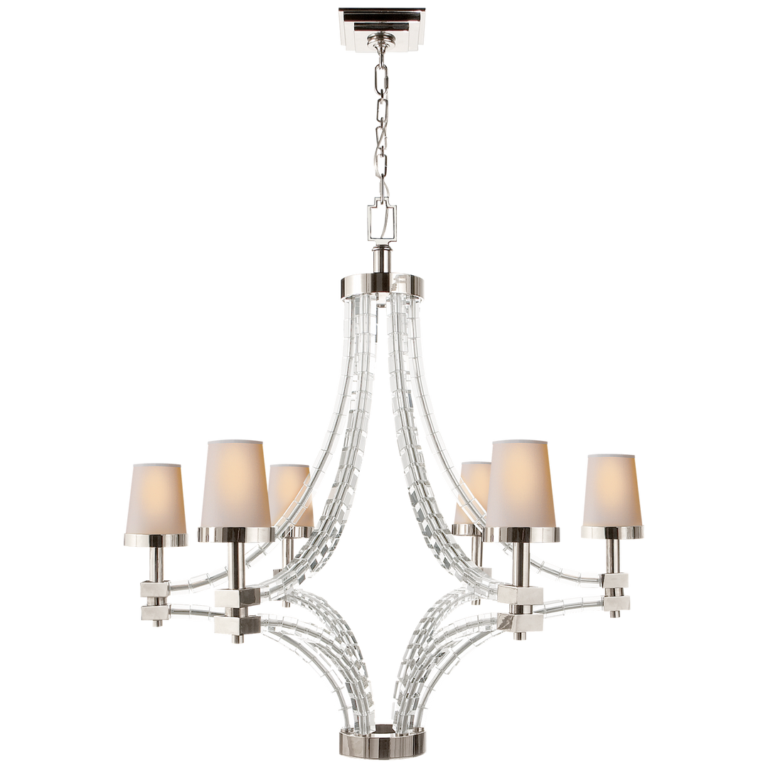 Cruise Cube Large Chandelier-Visual Comfort-VISUAL-CHC 1530PN-NP-ChandeliersPolished Nickel-3-France and Son