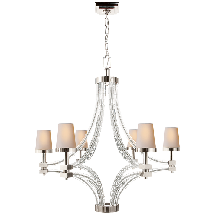 Cruise Cube Large Chandelier-Visual Comfort-VISUAL-CHC 1530PN-NP-ChandeliersPolished Nickel-3-France and Son