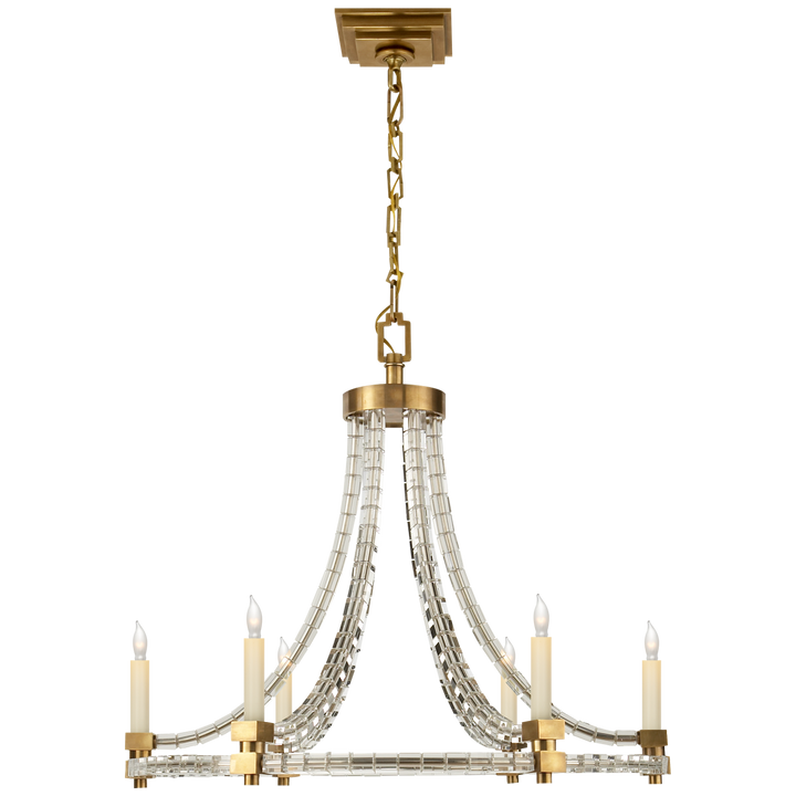 Cruise Cube Round Flatline Chandelier-Visual Comfort-VISUAL-CHC 1535AB-ChandeliersAntique-Burnished Brass-1-France and Son