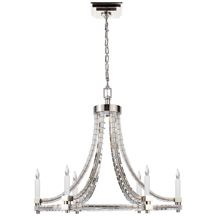 Cruise Cube Round Flatline Chandelier-Visual Comfort-VISUAL-CHC 1535PN-ChandeliersPolished Nickel-2-France and Son