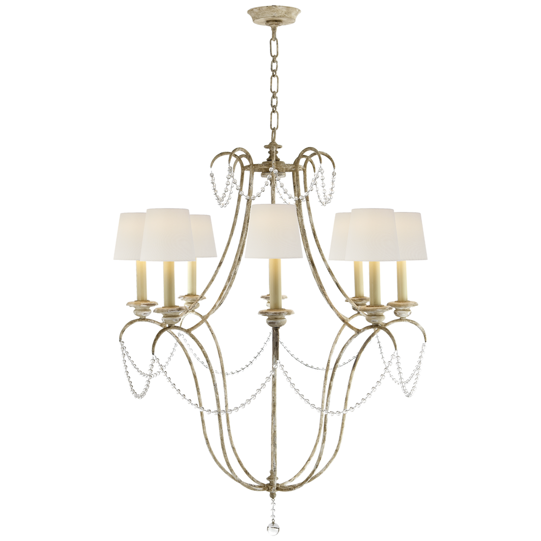 Malia Chandelier-Visual Comfort-VISUAL-CHC 1554OW-L-ChandeliersLinen Shades-1-France and Son