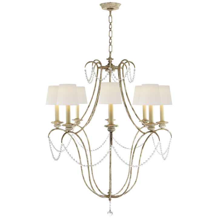 Malia Chandelier-Visual Comfort-VISUAL-CHC 1554OW-L-ChandeliersLinen Shades-1-France and Son