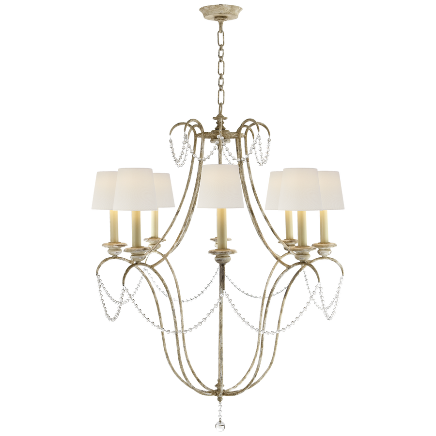 Malia Chandelier-Visual Comfort-VISUAL-CHC 1554OW-L-ChandeliersLinen Shades-1-France and Son
