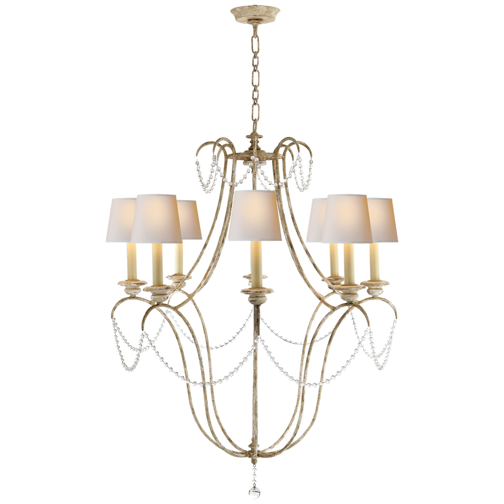 Malia Chandelier-Visual Comfort-VISUAL-CHC 1554OW-NP-ChandeliersNatural Paper Shades-2-France and Son
