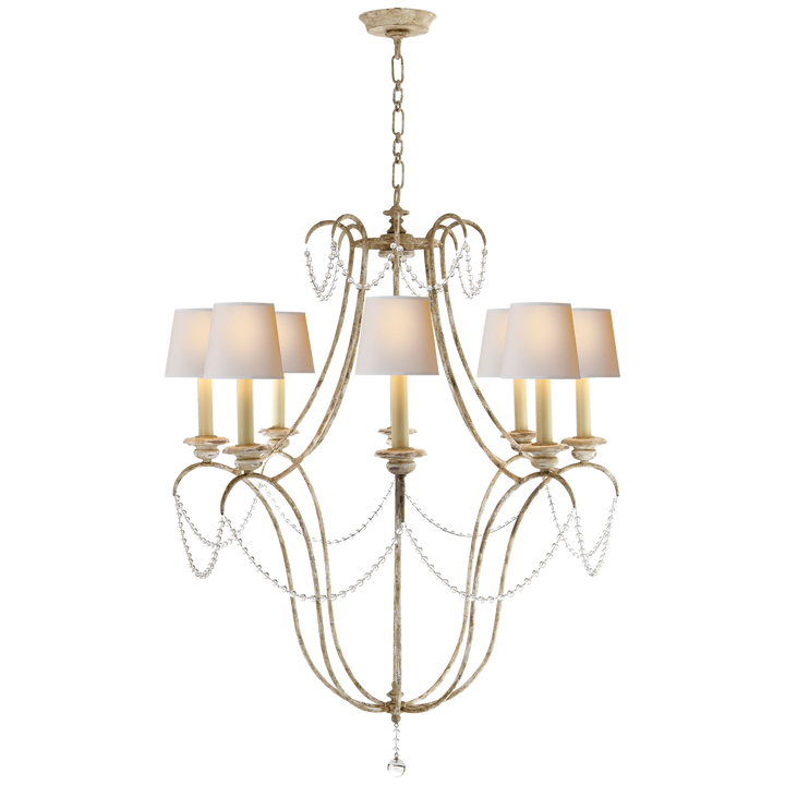 Malia Chandelier-Visual Comfort-VISUAL-CHC 1554OW-NP-ChandeliersNatural Paper Shades-2-France and Son