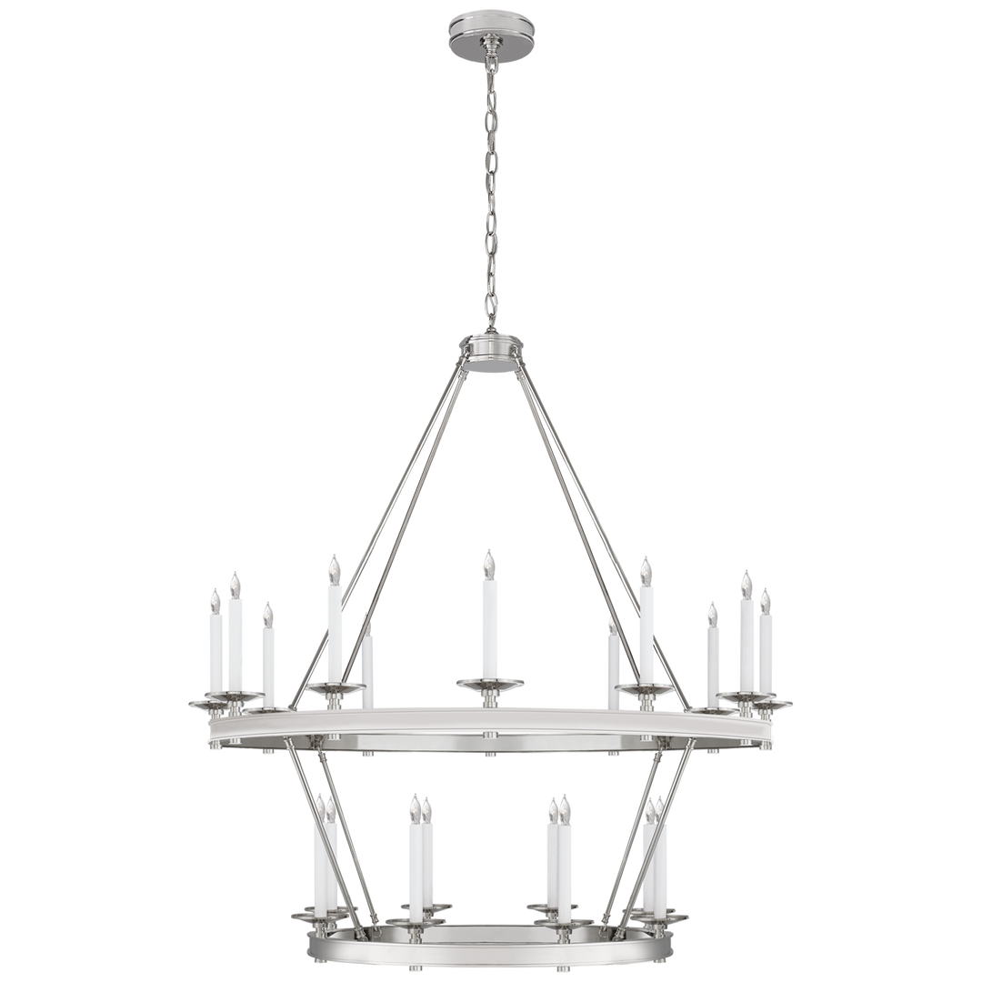 Loretta Two Tiered Chandelier-Visual Comfort-VISUAL-CHC 1607PN-ChandeliersLarge-Polished Nickel-3-France and Son