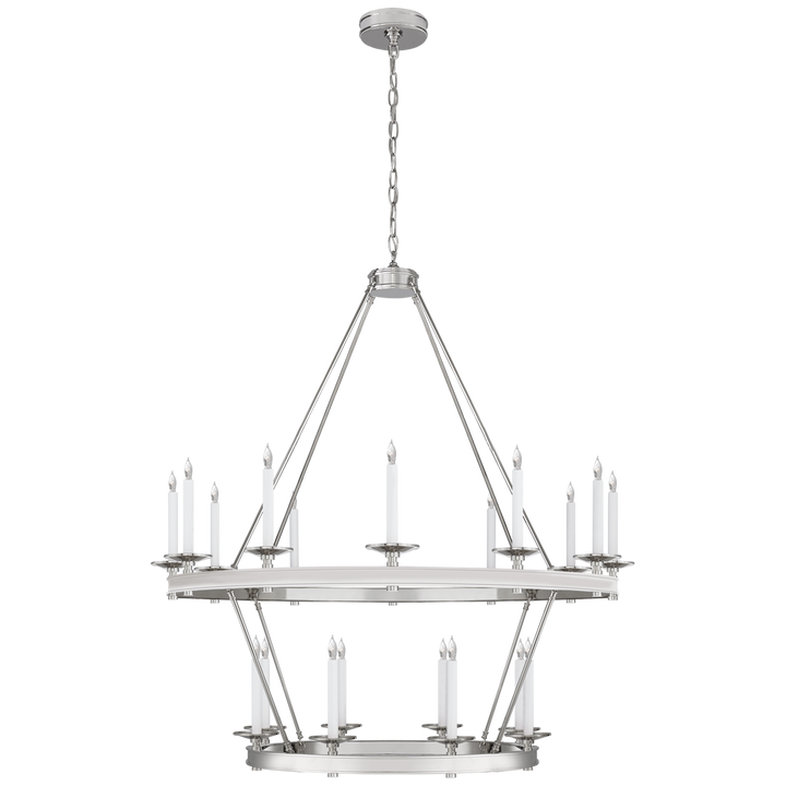 Loretta Two Tiered Chandelier-Visual Comfort-VISUAL-CHC 1607PN-ChandeliersLarge-Polished Nickel-3-France and Son