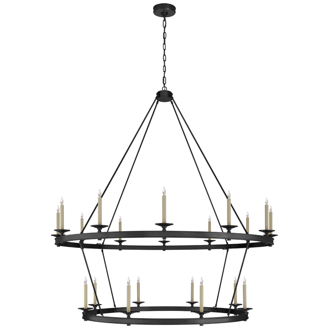 Loretta Two Tiered Chandelier-Visual Comfort-VISUAL-CHC 1609BZ-ChandeliersXXL-Bronze-8-France and Son