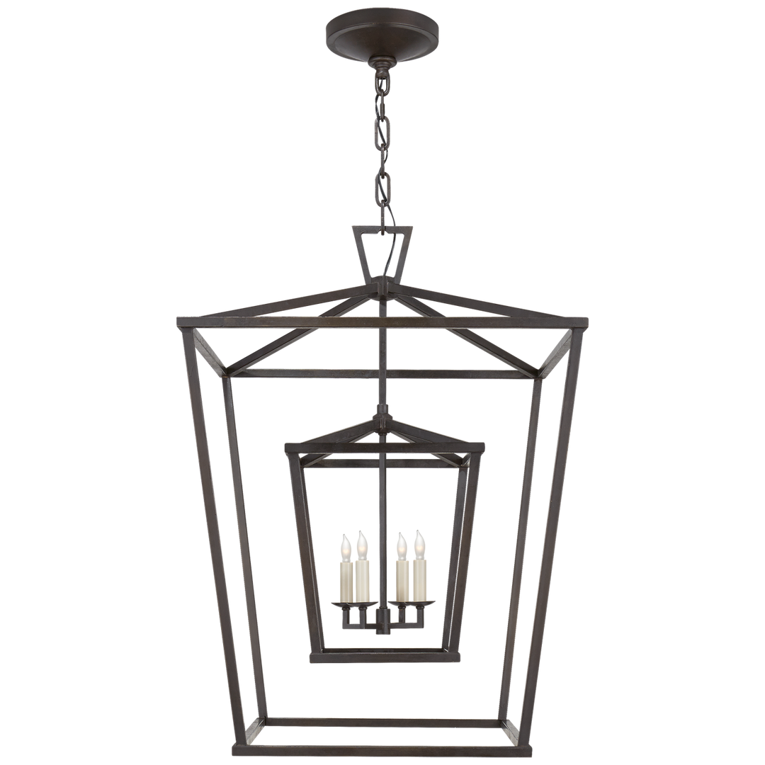 Daylin Double Cage Lantern-Visual Comfort-VISUAL-CHC 2179AI-PendantsLarge-Aged Iron-6-France and Son