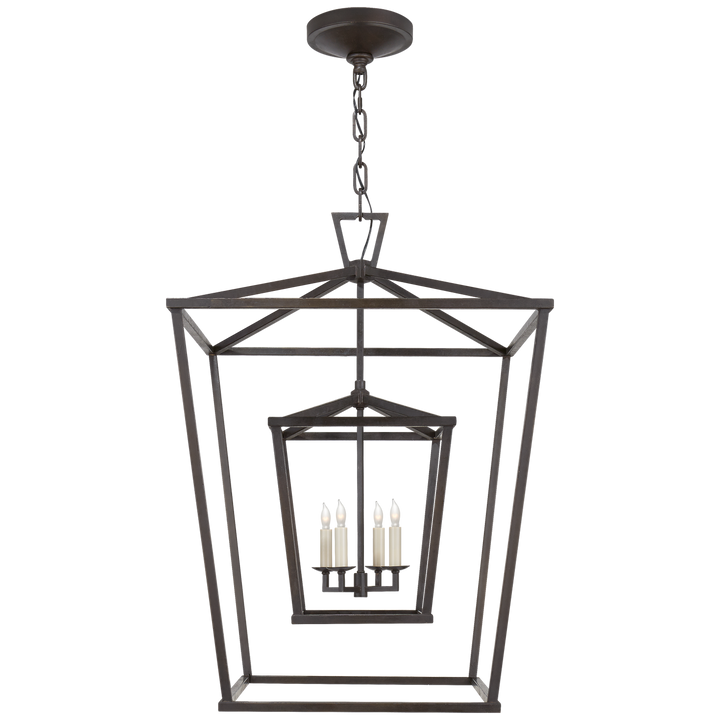 Daylin Double Cage Lantern-Visual Comfort-VISUAL-CHC 2179AI-PendantsLarge-Aged Iron-6-France and Son